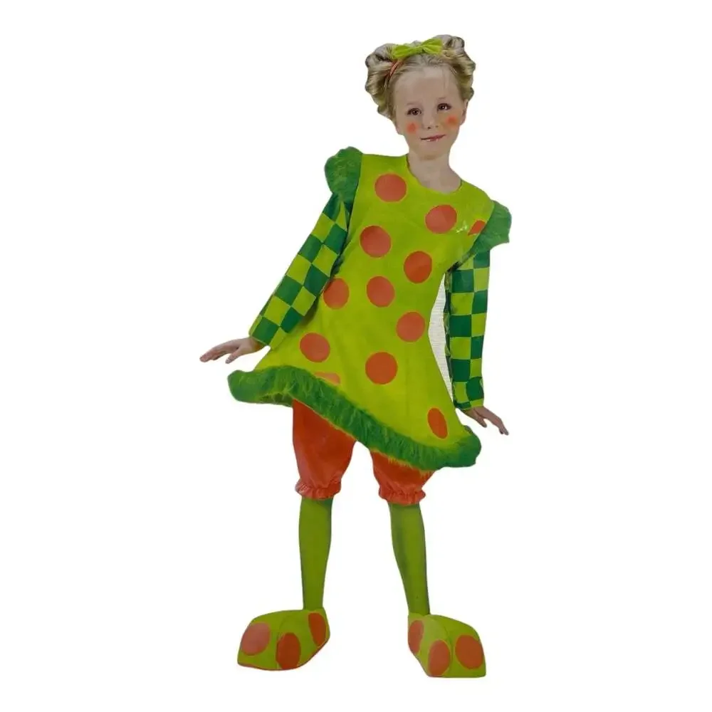 Lolli the Clown Child Girl Size Small 4-6 Halloween Costume Polka Dot Furry Hoop
